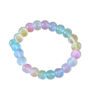 Rainbow Selenite Beaded Stretch Bracelet Multicolor